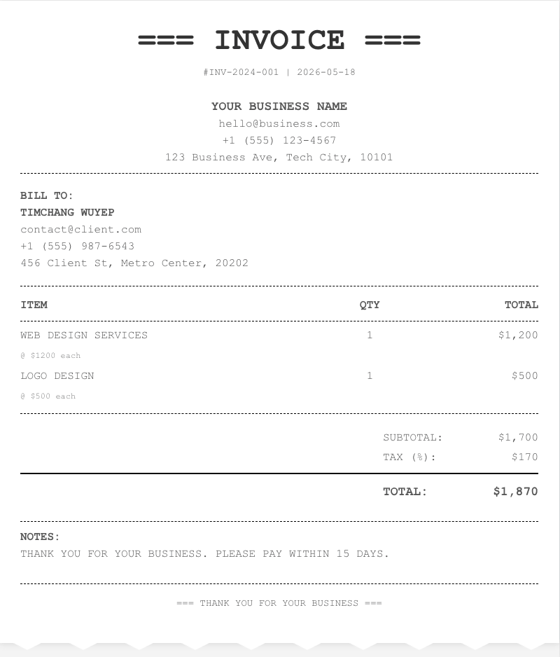Receipt Pro template preview